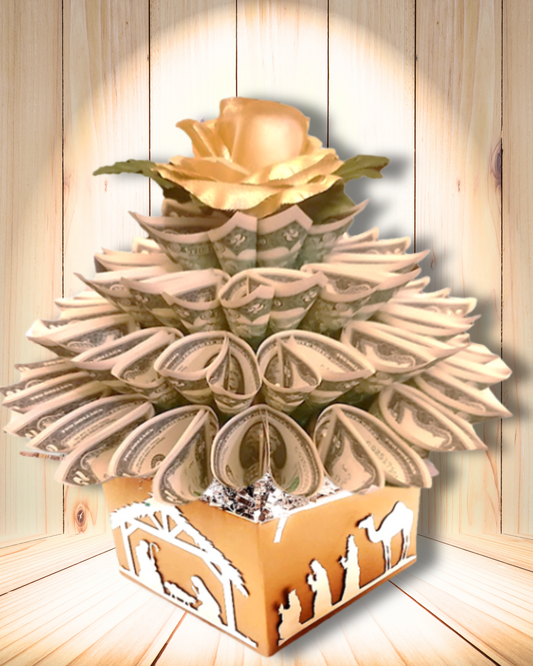 Silver and Gold Nativity Christmas Money Bouquet by Spendable Arrangements